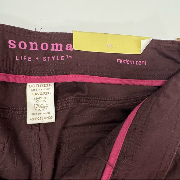 SONOMA NWT Burgundy Modern Fit Straight Leg Pant Misses Womens size 4 - Picture 12 of 13
